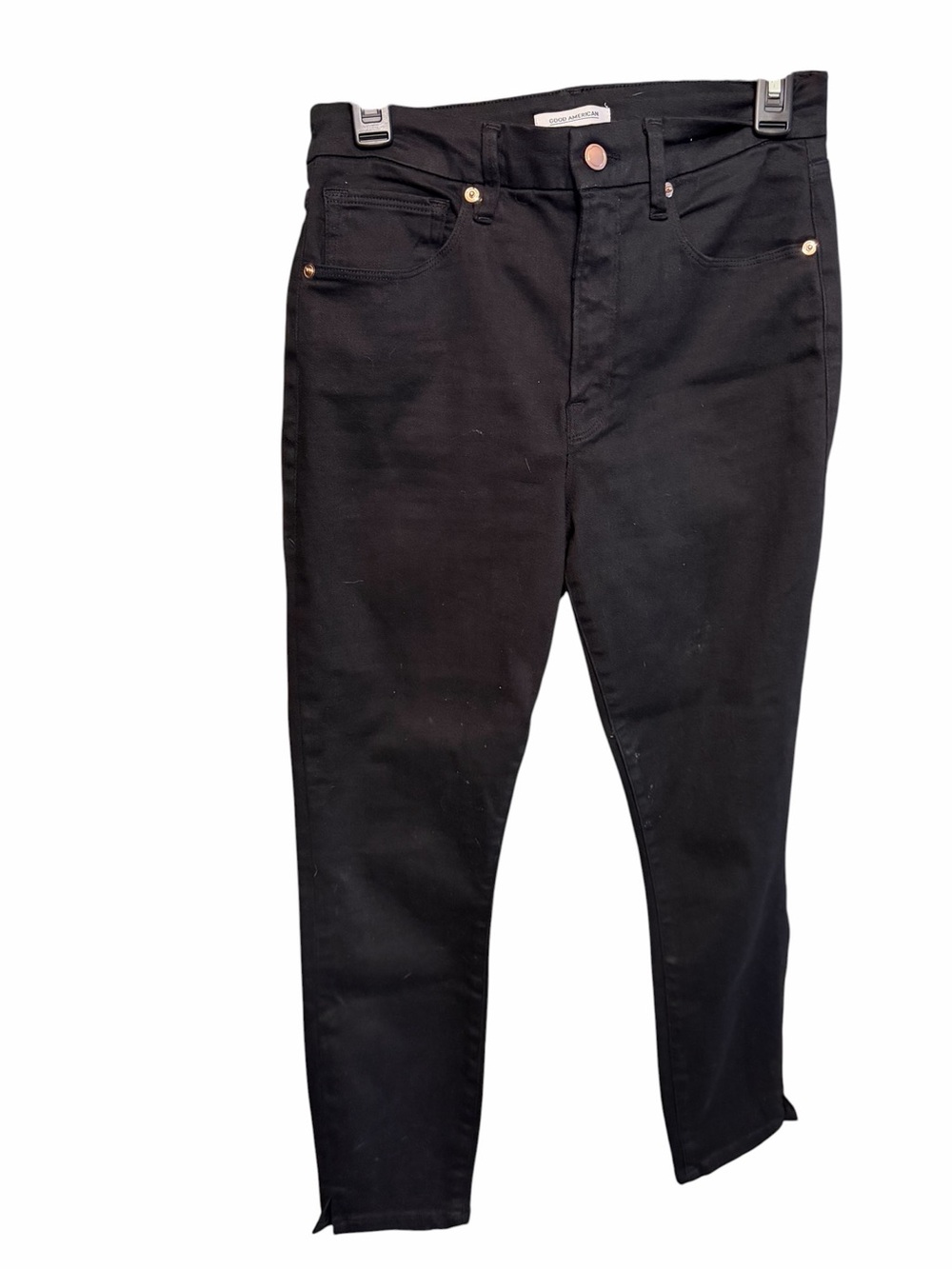 Good American size 4 black jeans Good Waist cropped very black with stretch NWOT